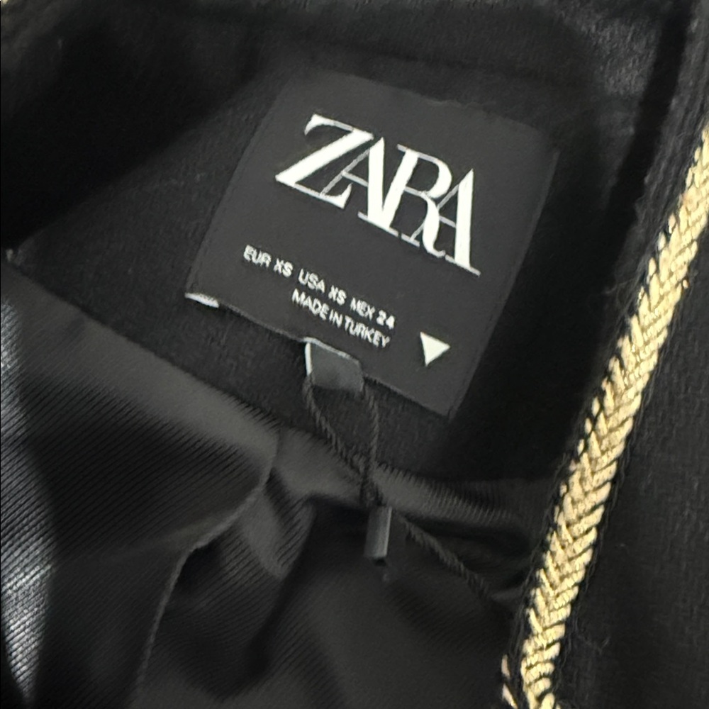 Zara Black Jacket with Gold Trim - Picture 3 of 9